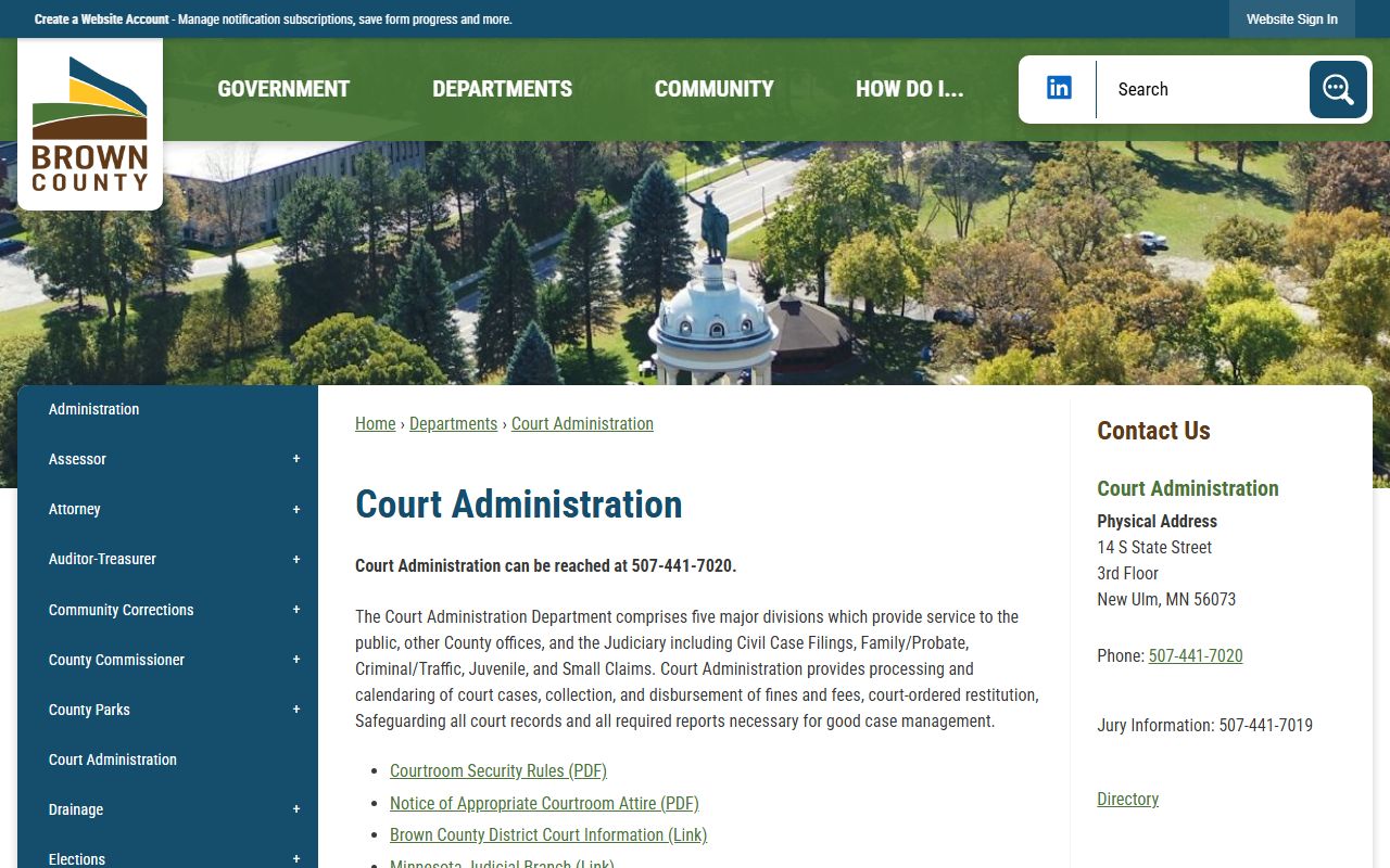 Brown County court records Court Administration page
