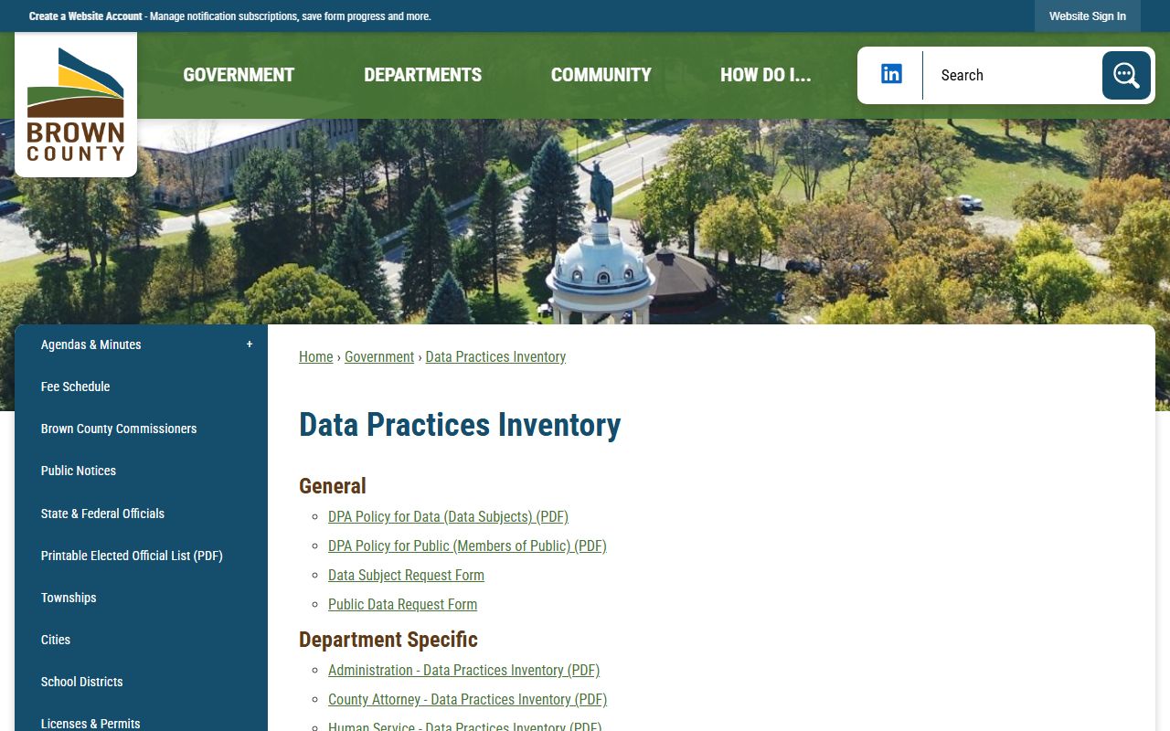 Brown County court records data practices inventory