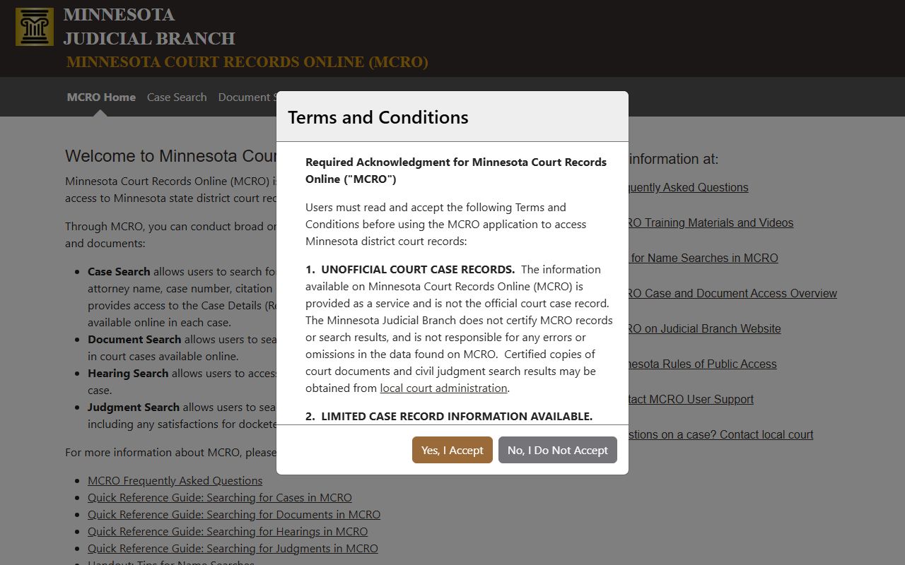 Brown County court records Minnesota Court Records Online home page