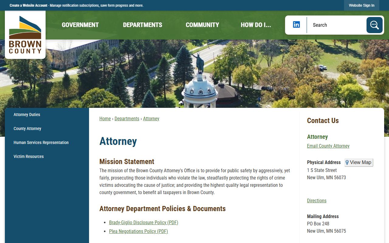 Brown County criminal court records County Attorney page