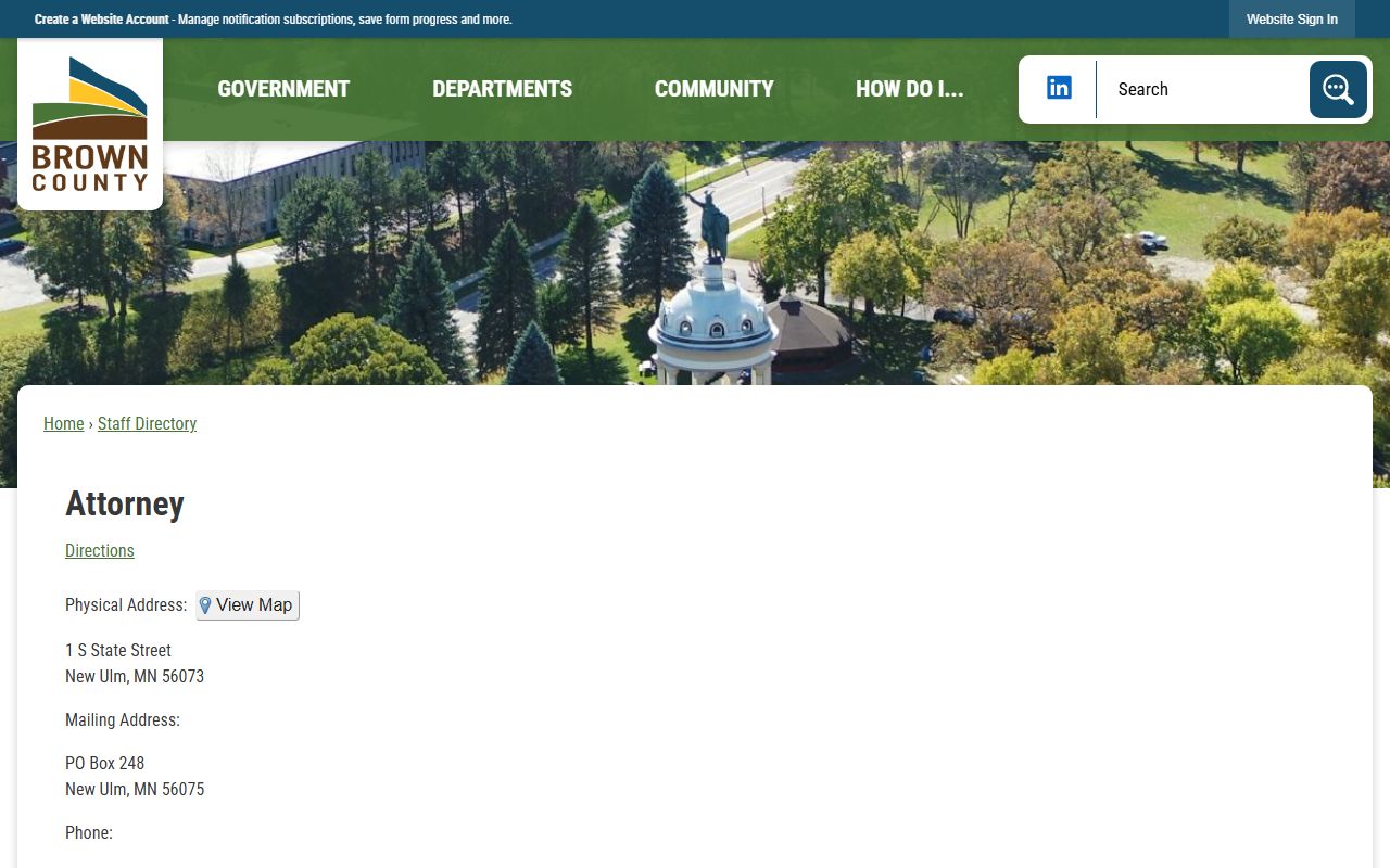 Brown County criminal court records County Attorney directory
