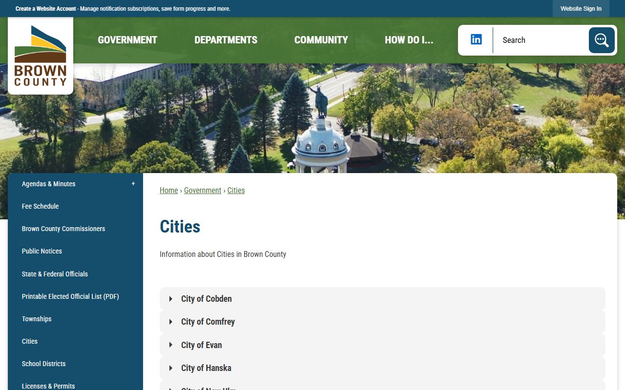 Brown County court records cities page