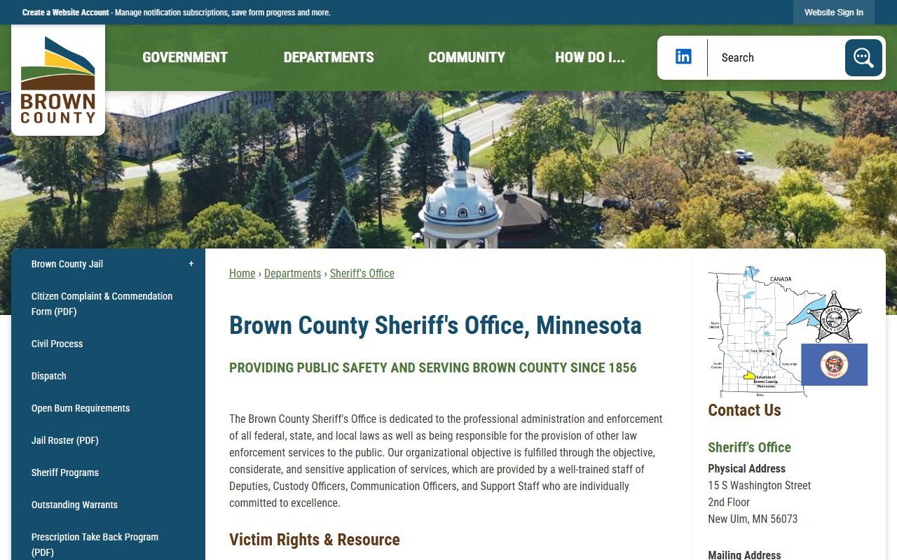 Brown County inmate records Sheriff's Office page