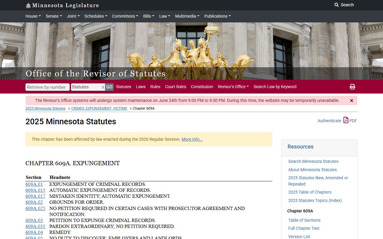 Brown County probate records Minnesota expungement chapter