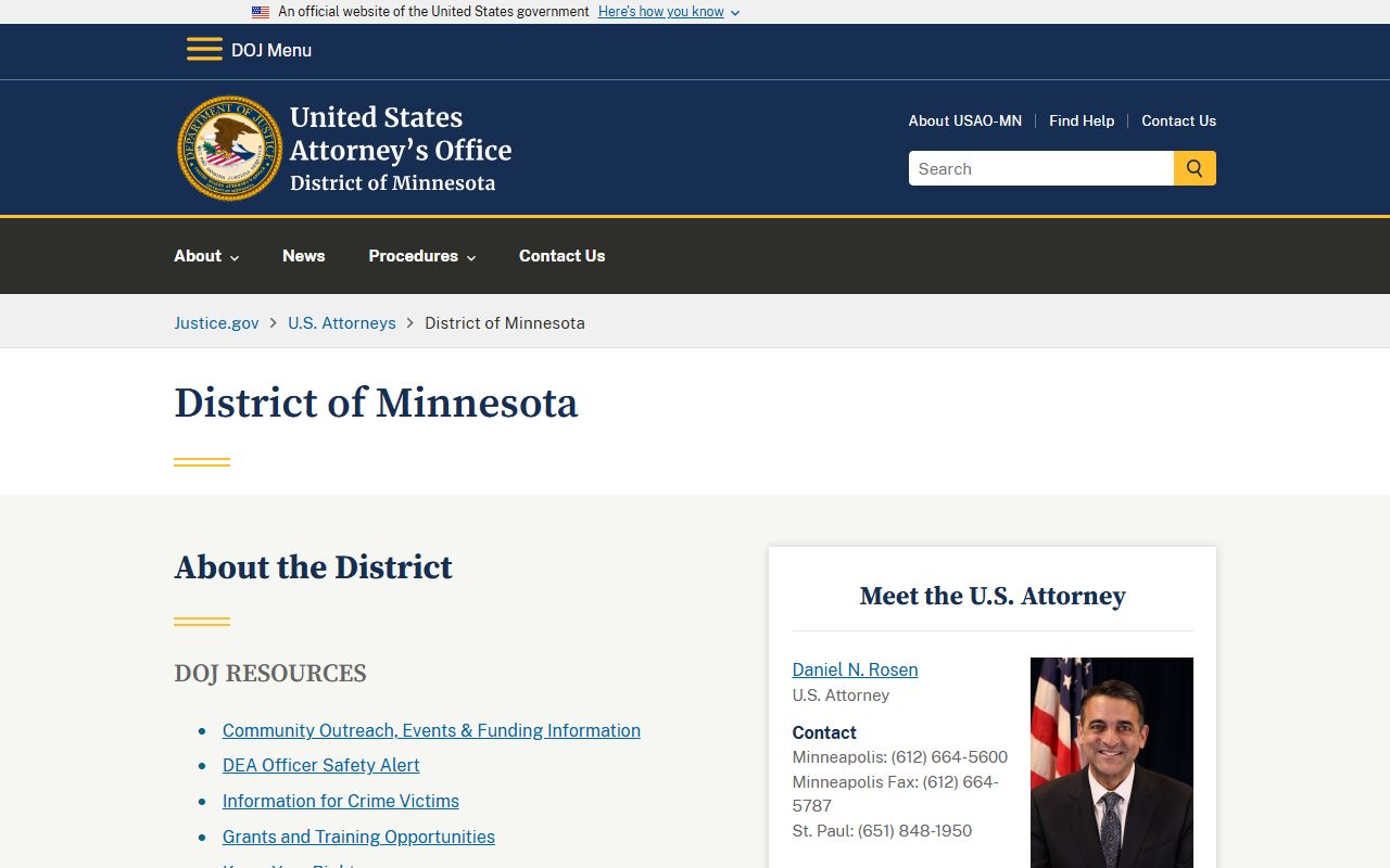 Brown County traffic court records U.S. Attorney District of Minnesota